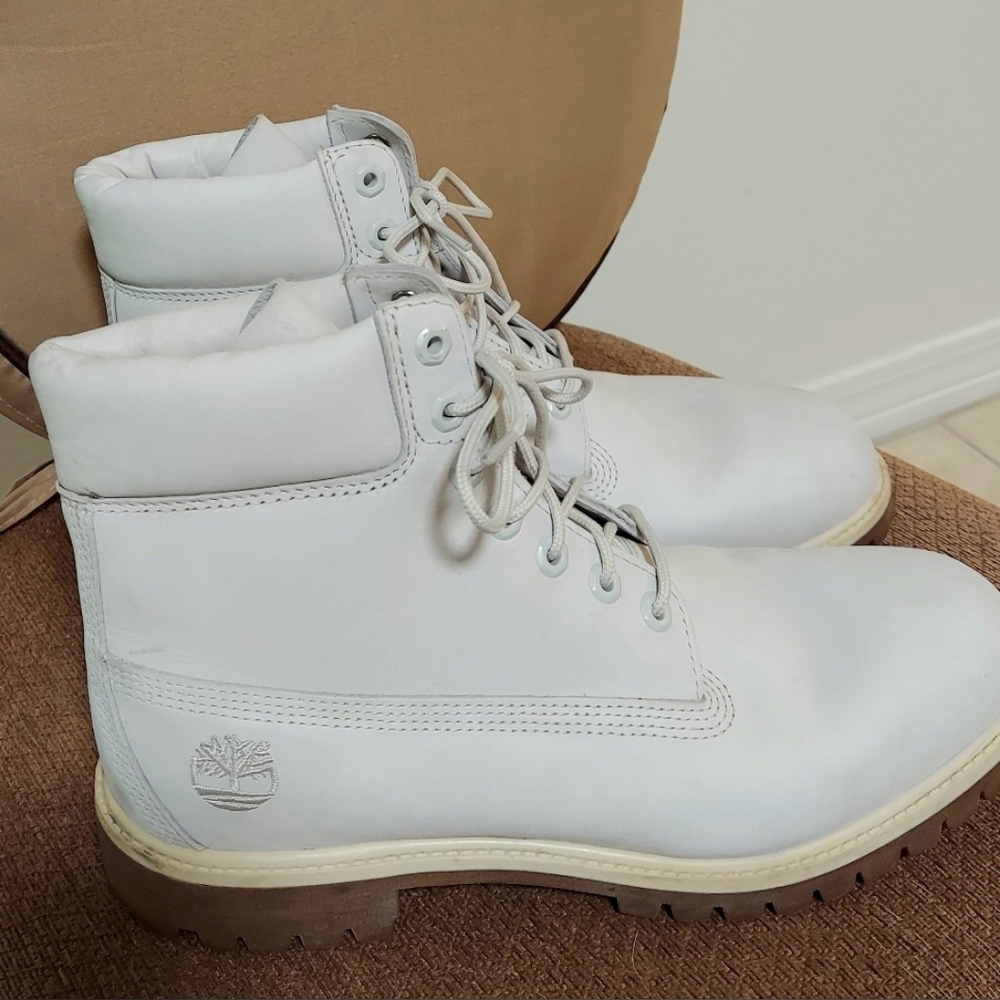 Timberland Boots, Size 10.5, Nubuck Leather, Cloud‎ Gray, Lace-Up